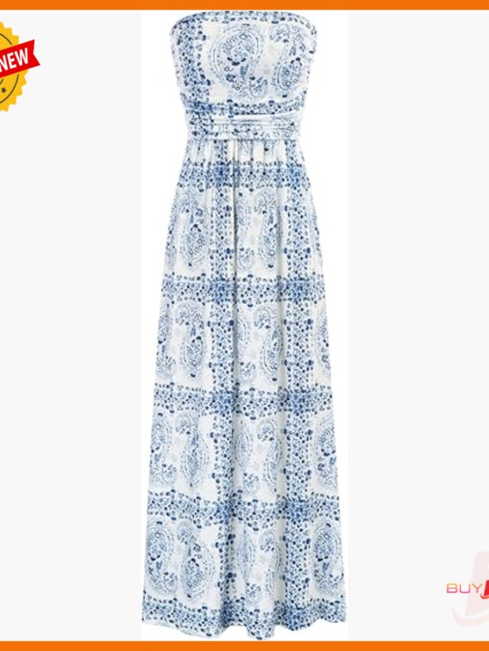 Strapless Maxi Dress With Pockets, Ruched, Loose Fit, Casual Long Dress